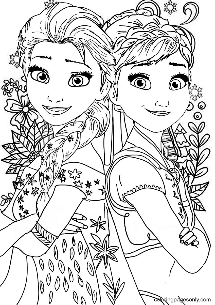 Elsa and Anna Coloring Pages Free Printable 56