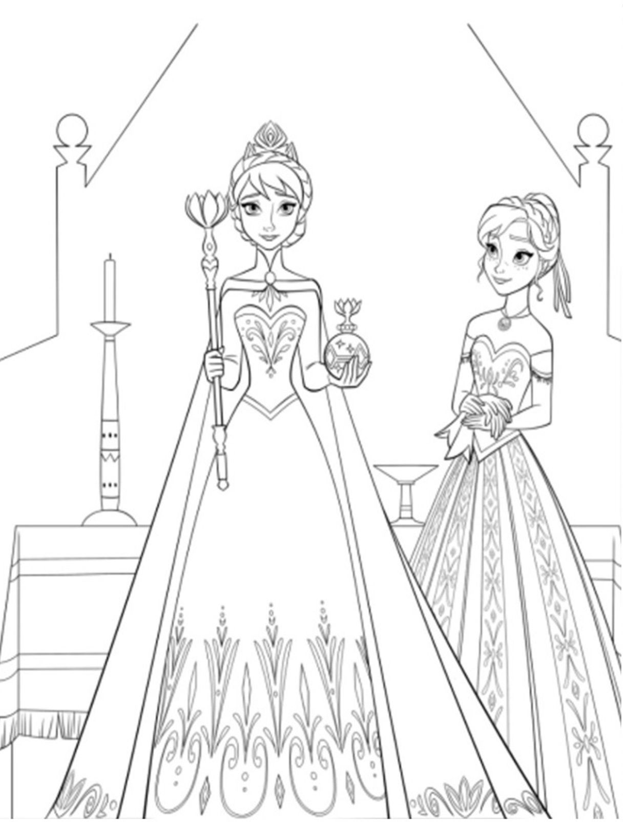 Elsa and Anna Coloring Pages Free Printable 70