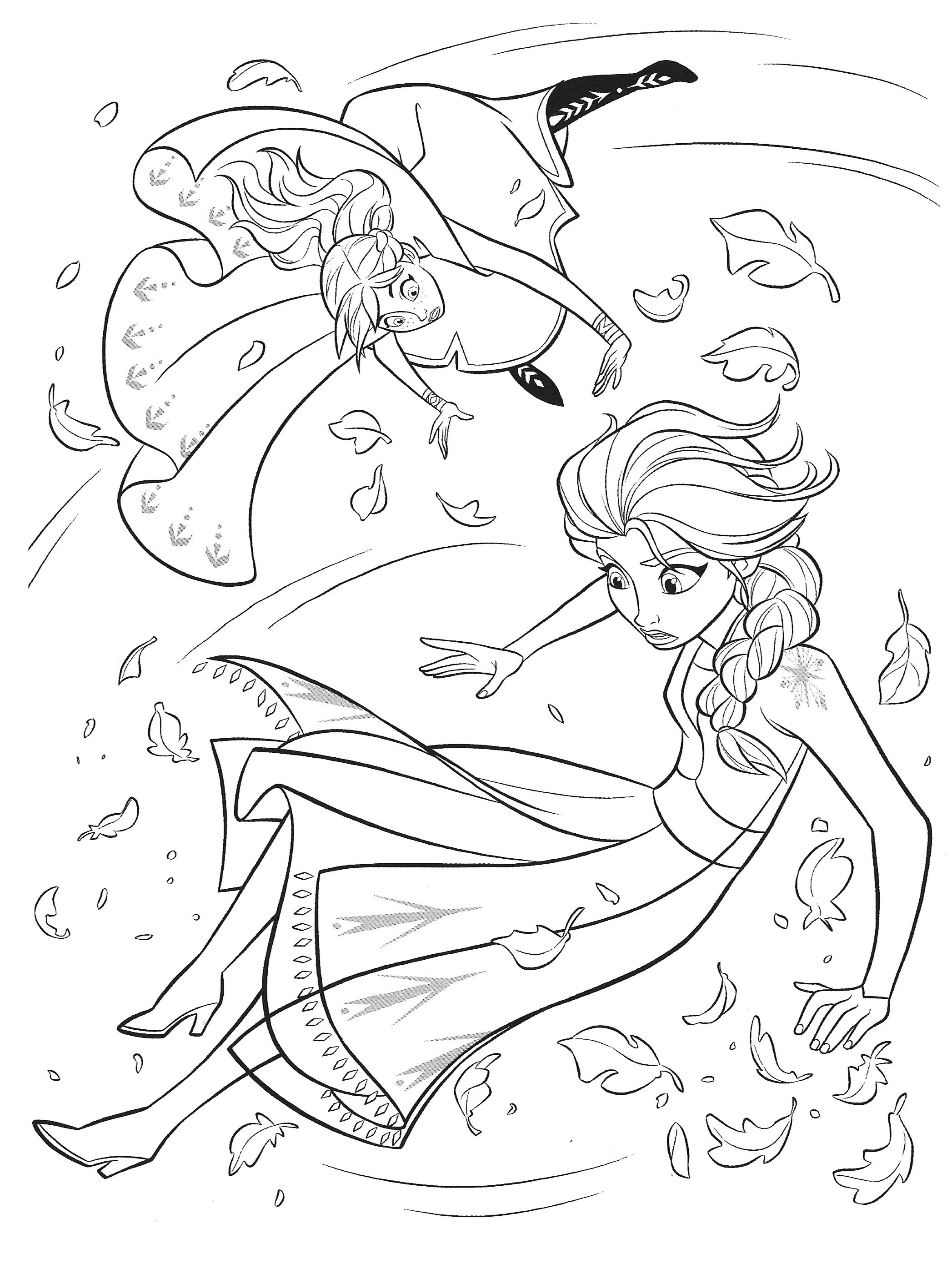 Elsa and Anna Coloring Pages Free Printable 8