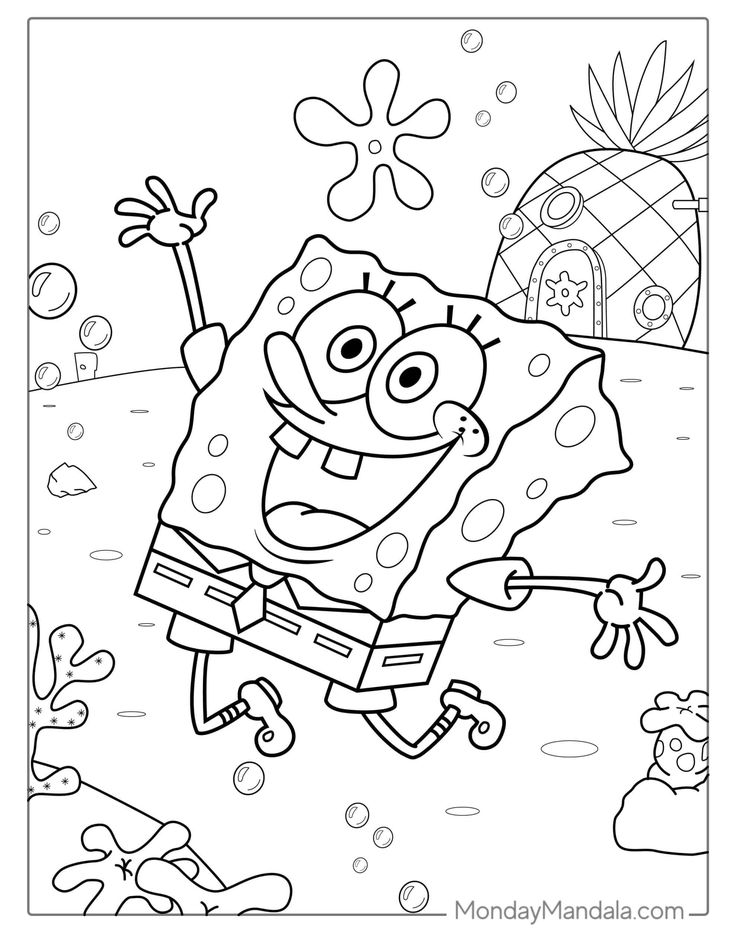 Sponge Bob Coloring Pages Free Printable 4