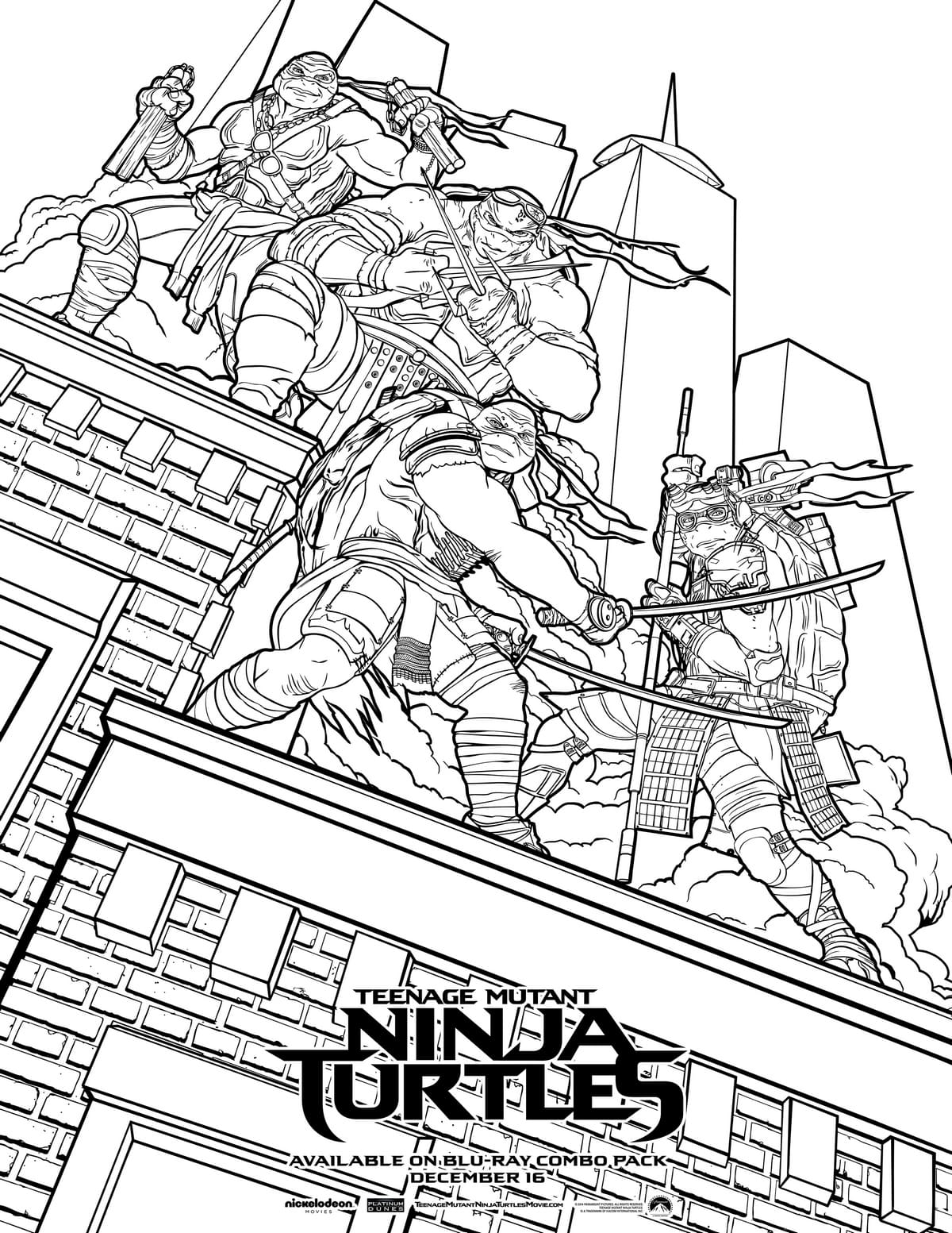 TMNT Ninja Coloring Pages Free Printable 1