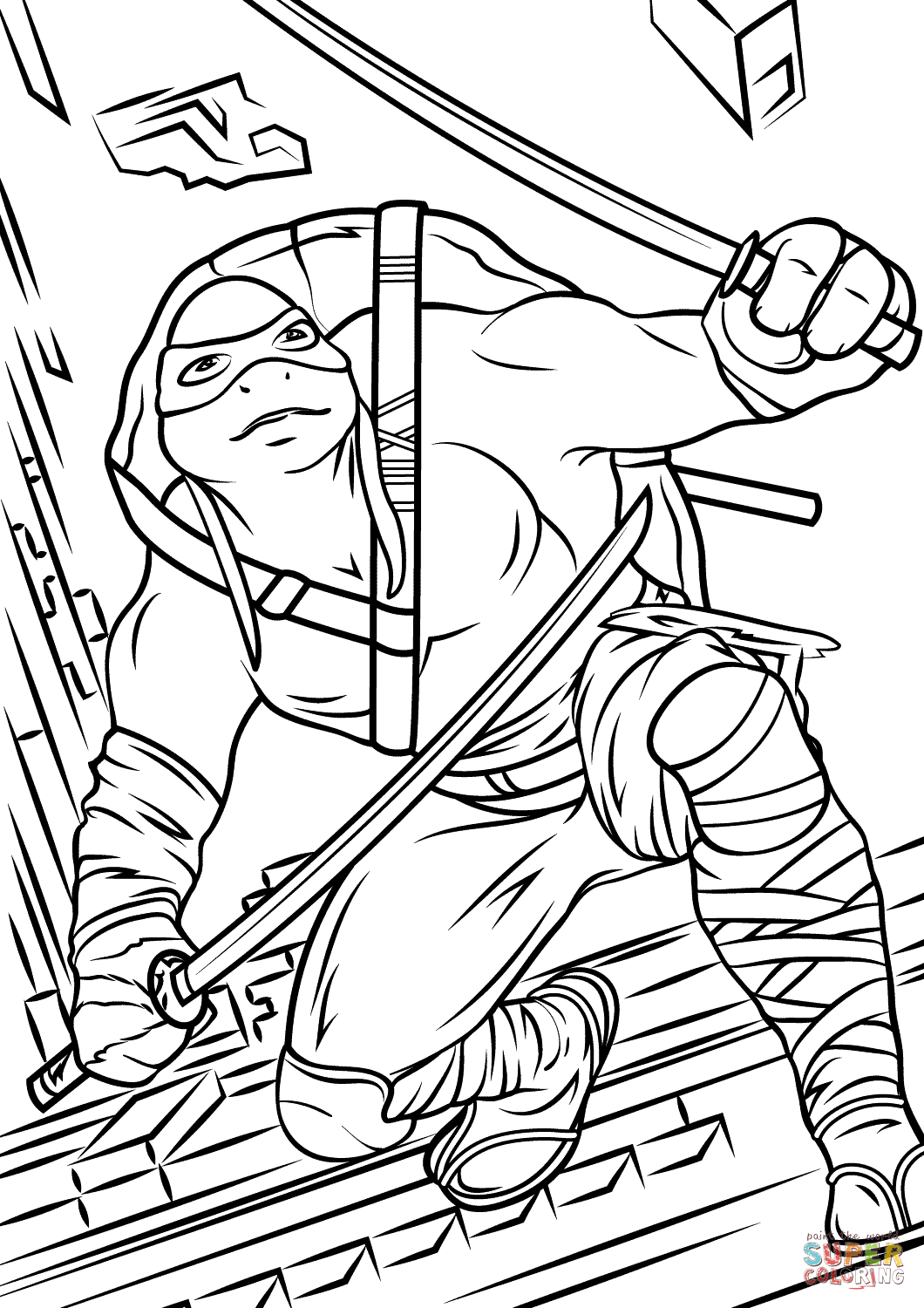 TMNT Ninja Coloring Pages Free Printable 2