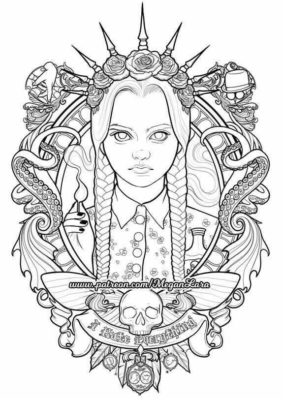 110+ Wednesday Coloring Pages 49