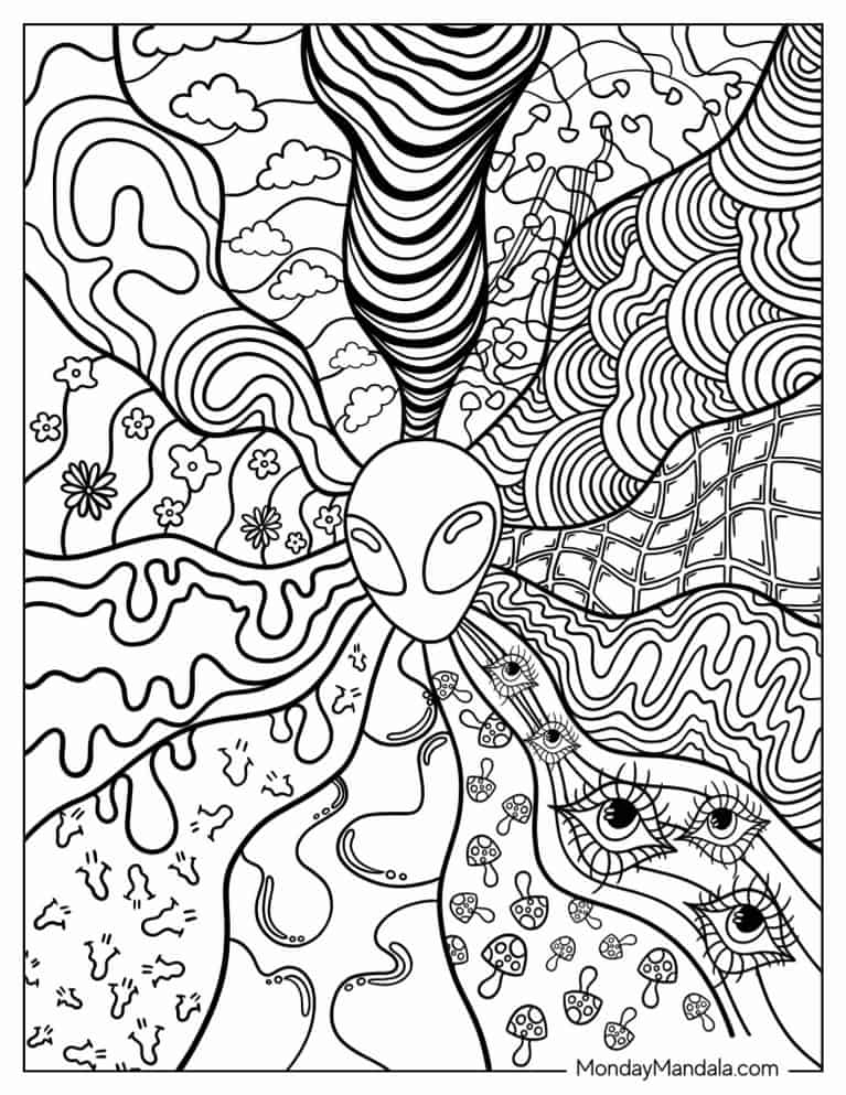 140 Trippy Coloring Pages: Dive into a Colorful Wonderland 44