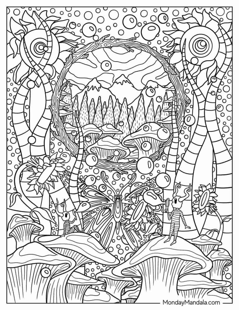 140 Trippy Coloring Pages: Dive into a Colorful Wonderland 65