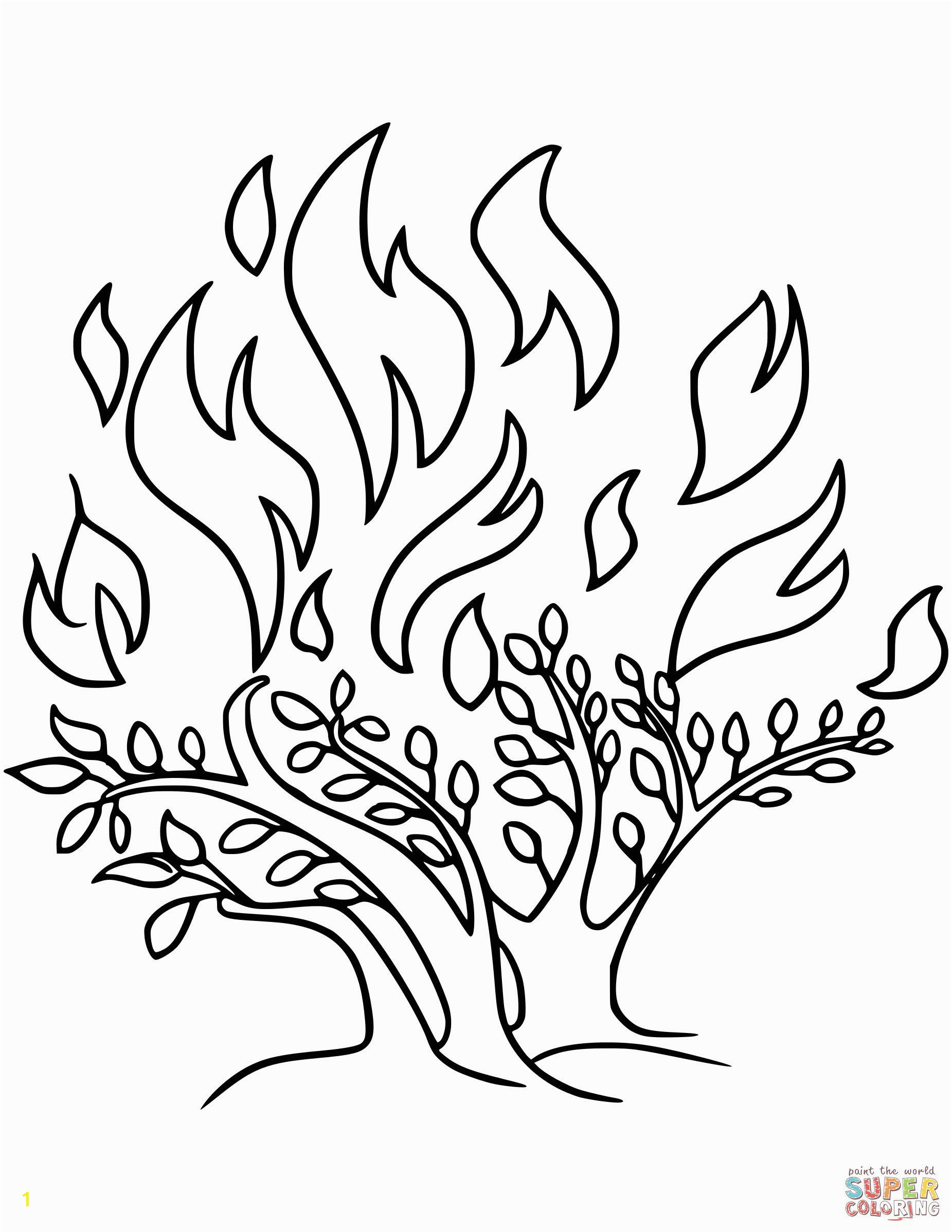 74 Burning Bush Coloring Page Printable 1