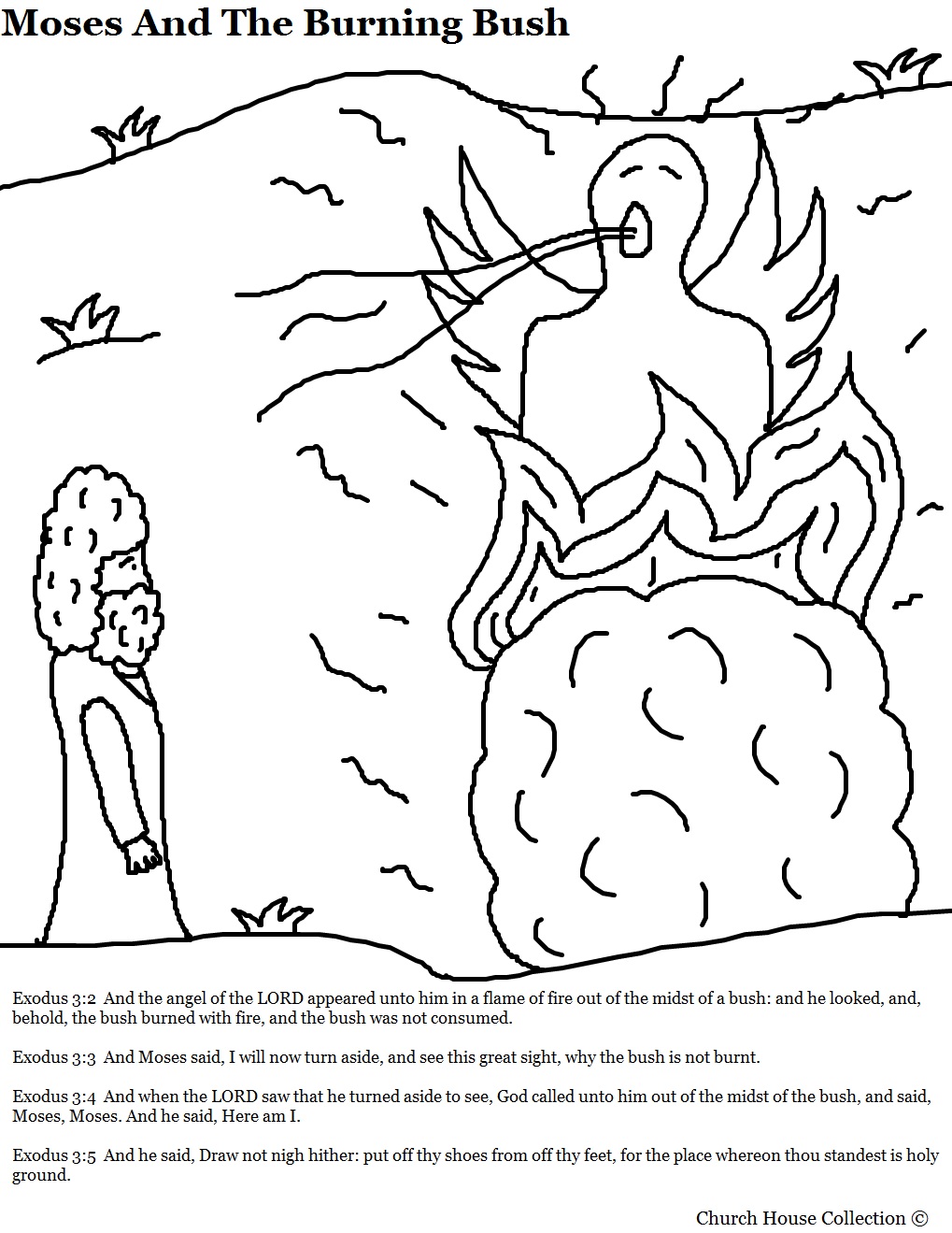 74 Burning Bush Coloring Page Printable 14