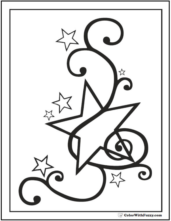 100 Star Coloring Pages Templates Printable 61