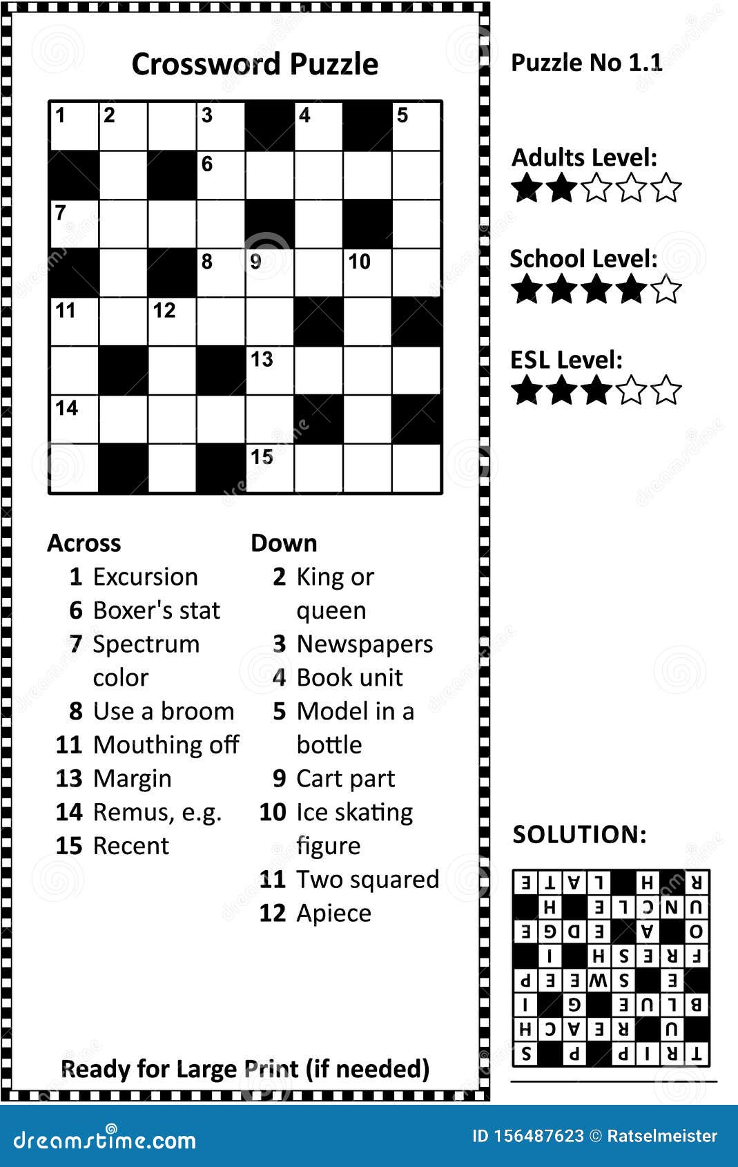 101 Crossword Puzzles for Adults Printable 101