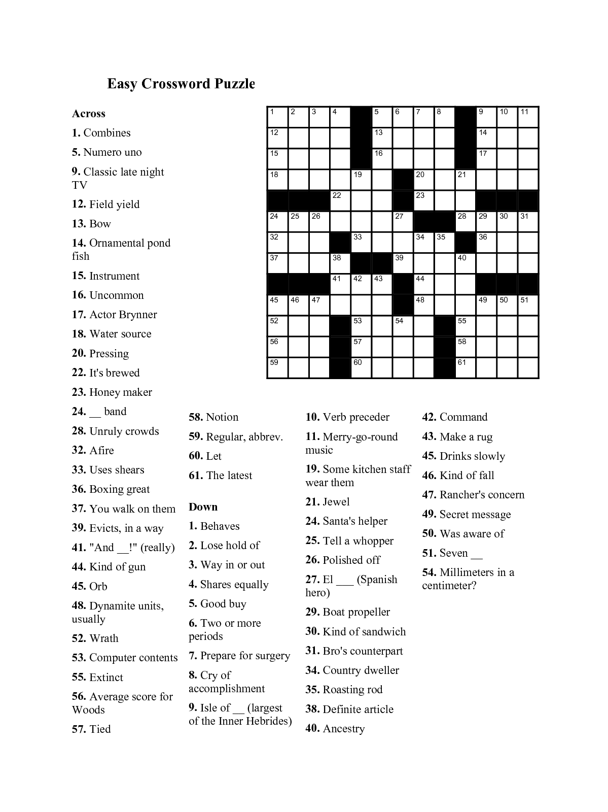 101 Crossword Puzzles for Adults Printable 12