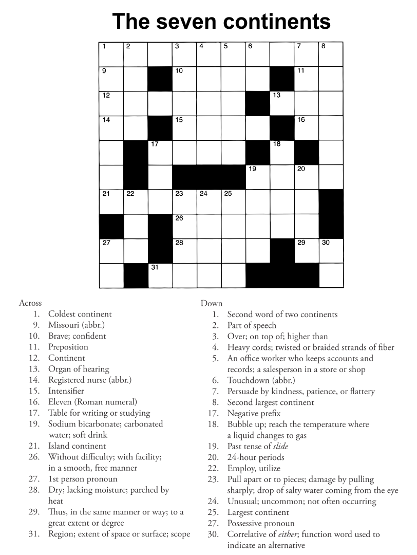 101 Crossword Puzzles for Adults Printable 2