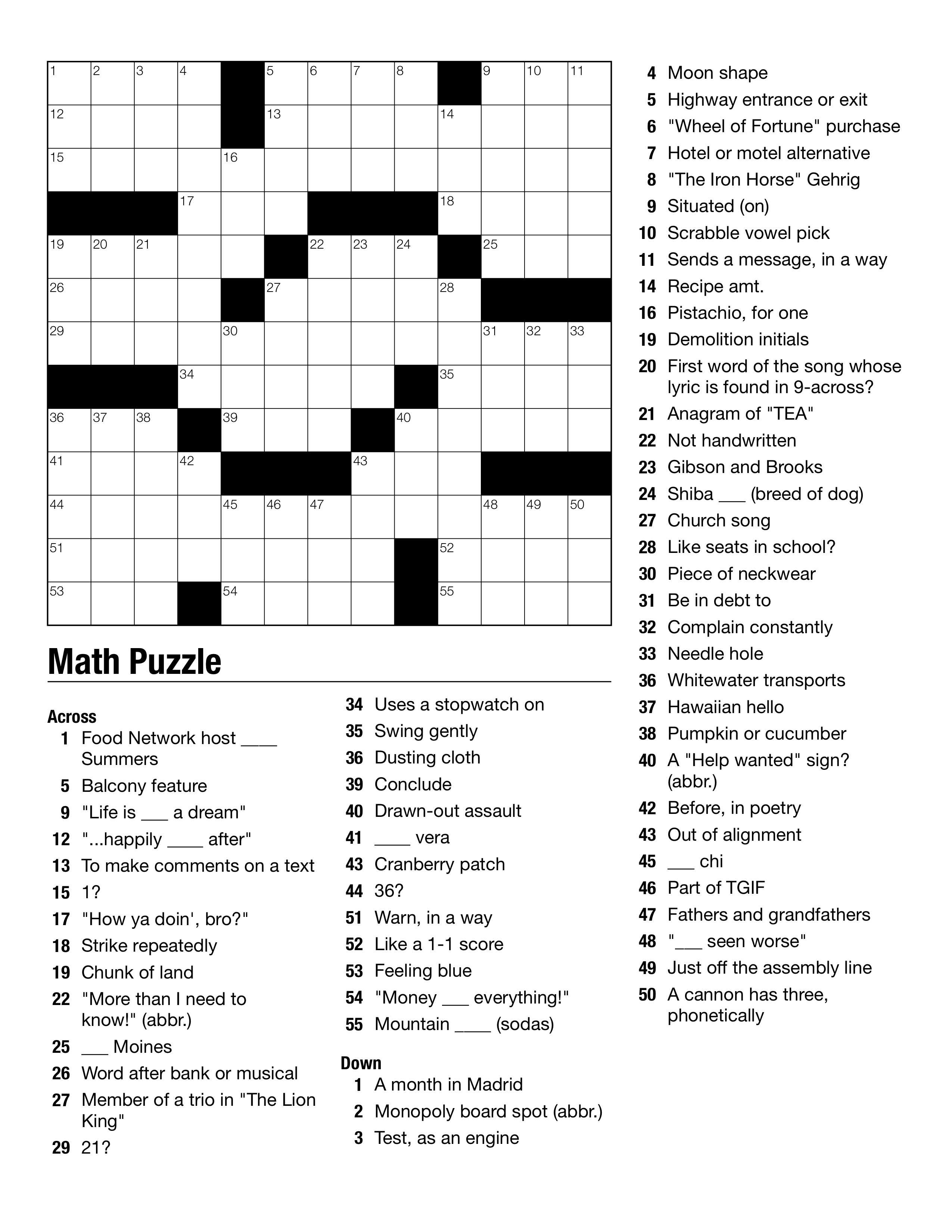 101 Crossword Puzzles for Adults Printable 3