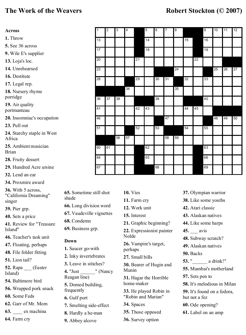 101 Crossword Puzzles for Adults Printable 36