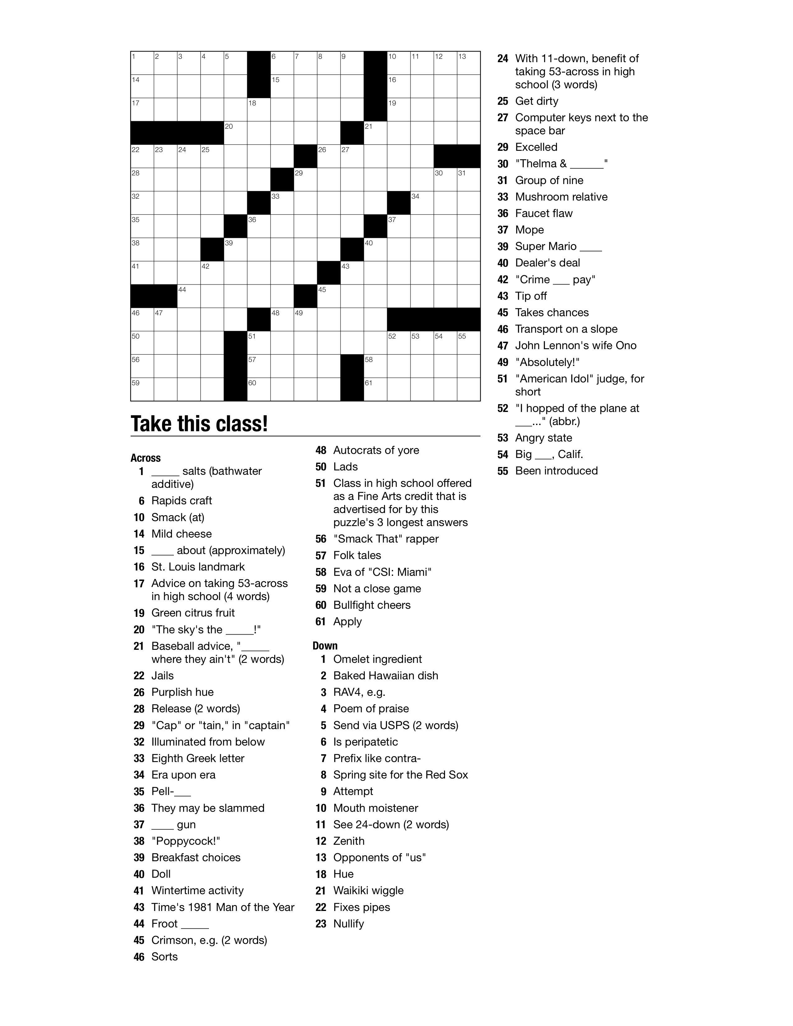 101 Crossword Puzzles for Adults Printable 38