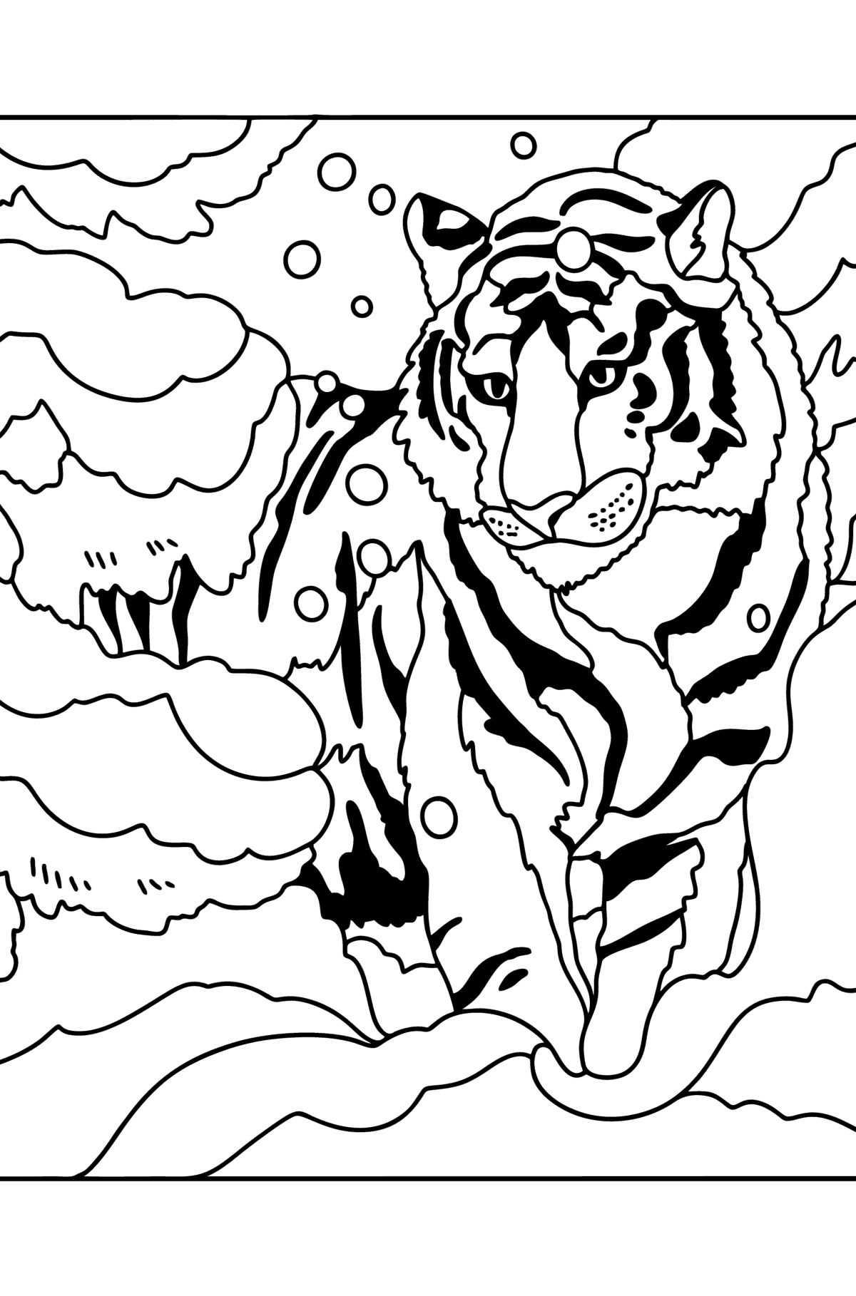 101 Tiger Coloring Pages for Kids Printable 60