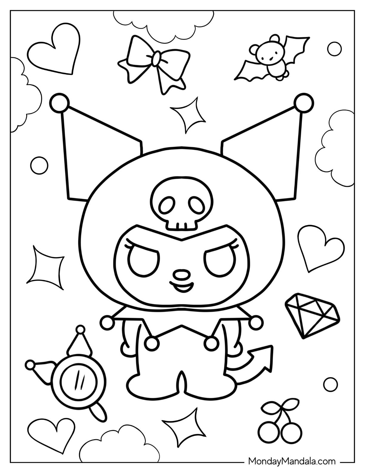 24 Cinnamoroll and Kuromi Coloring Printable