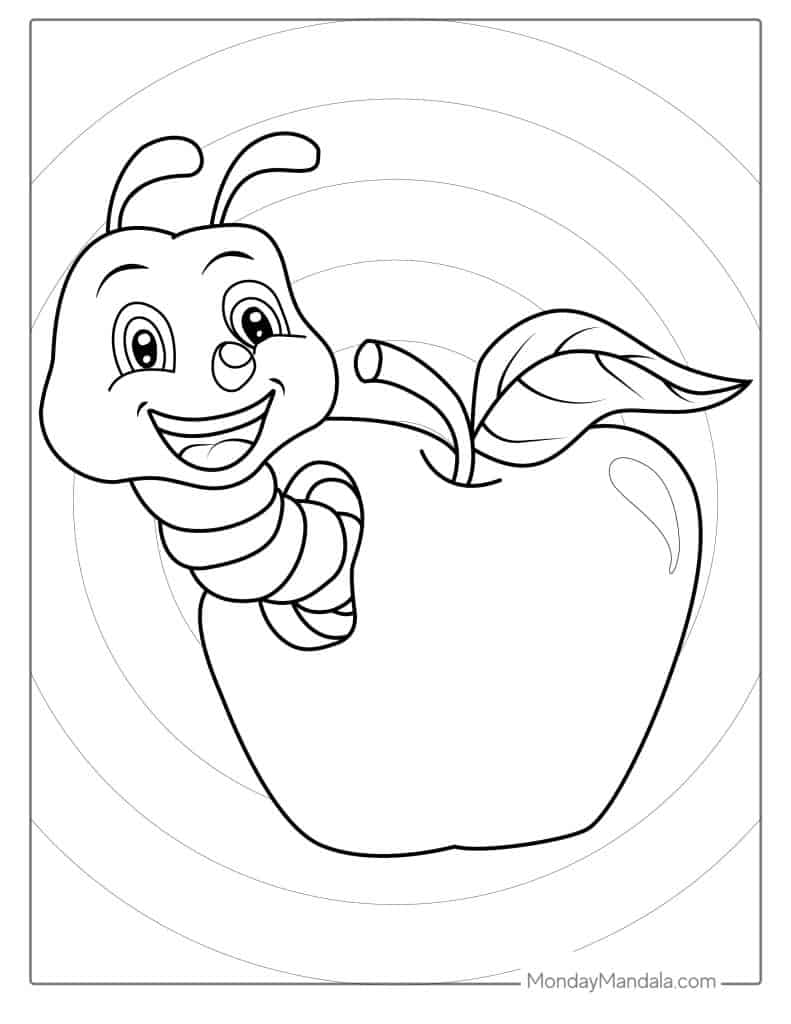 30 Mouth-Watering Apple Coloring Pages Printable 14