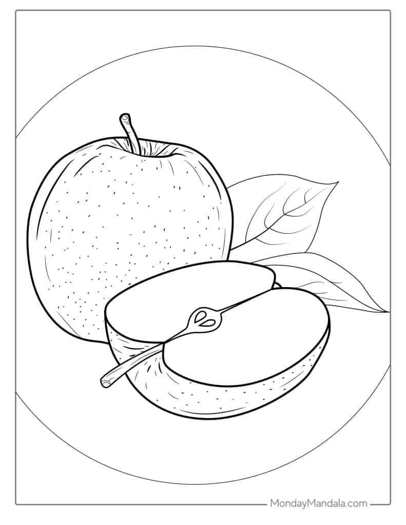 30 Mouth-Watering Apple Coloring Pages Printable 24