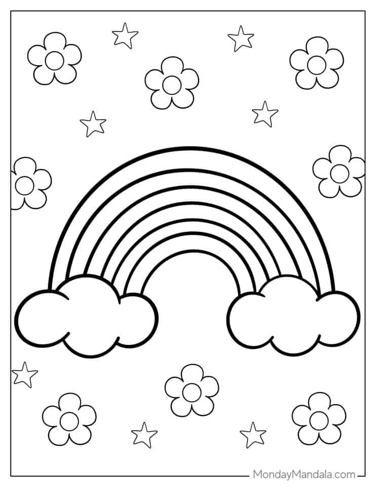 33 Colorful Rainbow Coloring Pages Printable 24