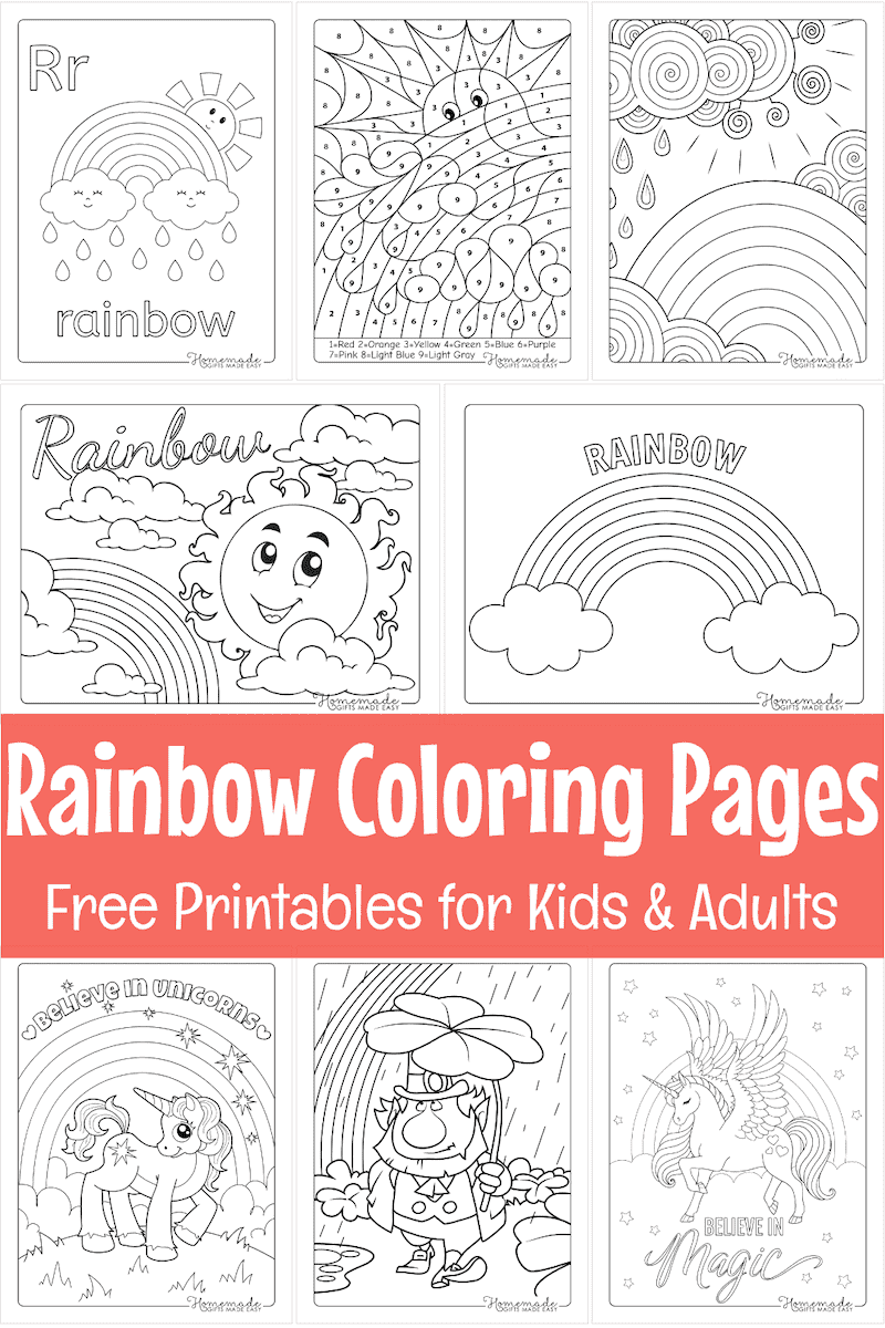 33 Colorful Rainbow Coloring Pages Printable 7