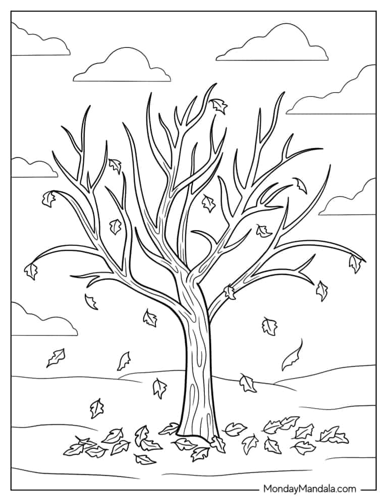 35 Graceful Tree Coloring Pages Printable 11