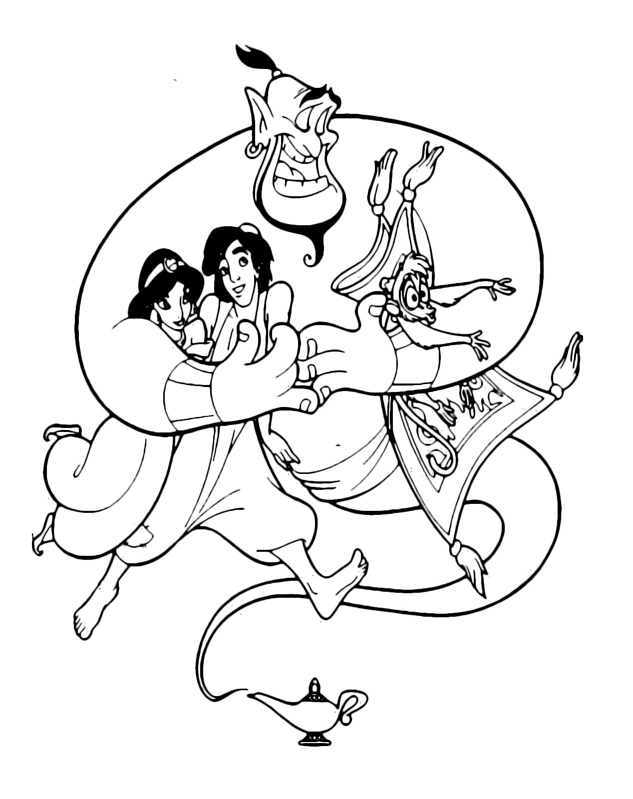 36 Whimsical Aladdin & Jasmine Coloring Pages Printable 24