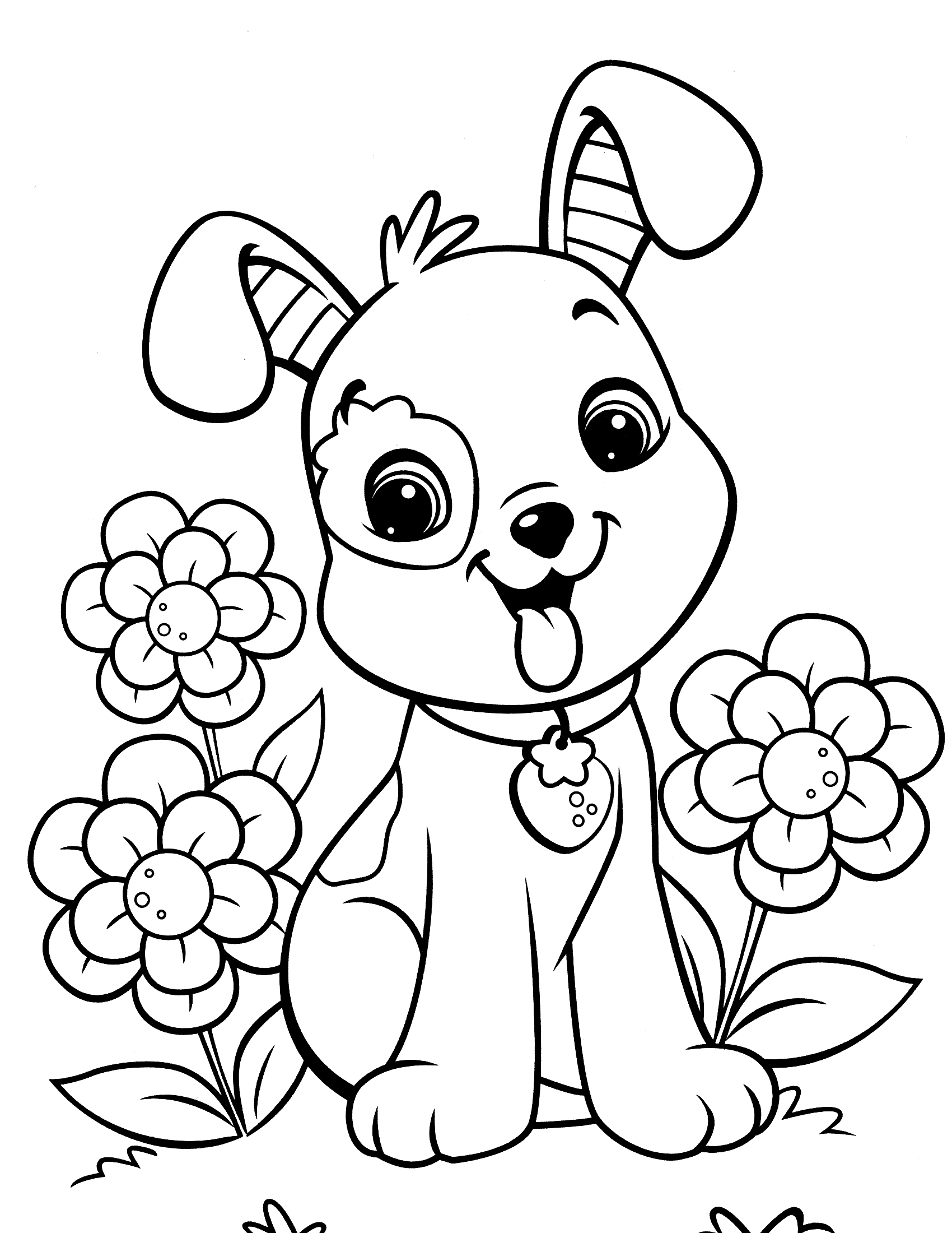 Adorable Puppy Coloring Pages Printable 1