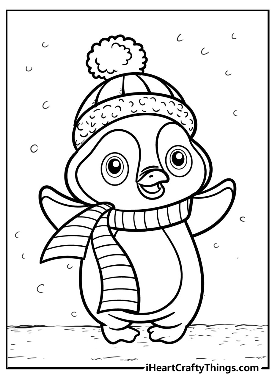 Charming Penguin Coloring Pages Printable 1