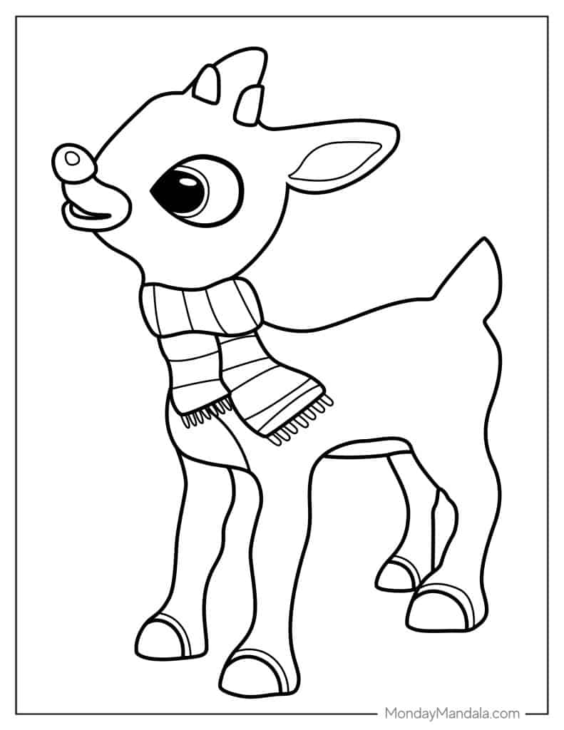 Charming Rudolph Coloring Pages Printable 26