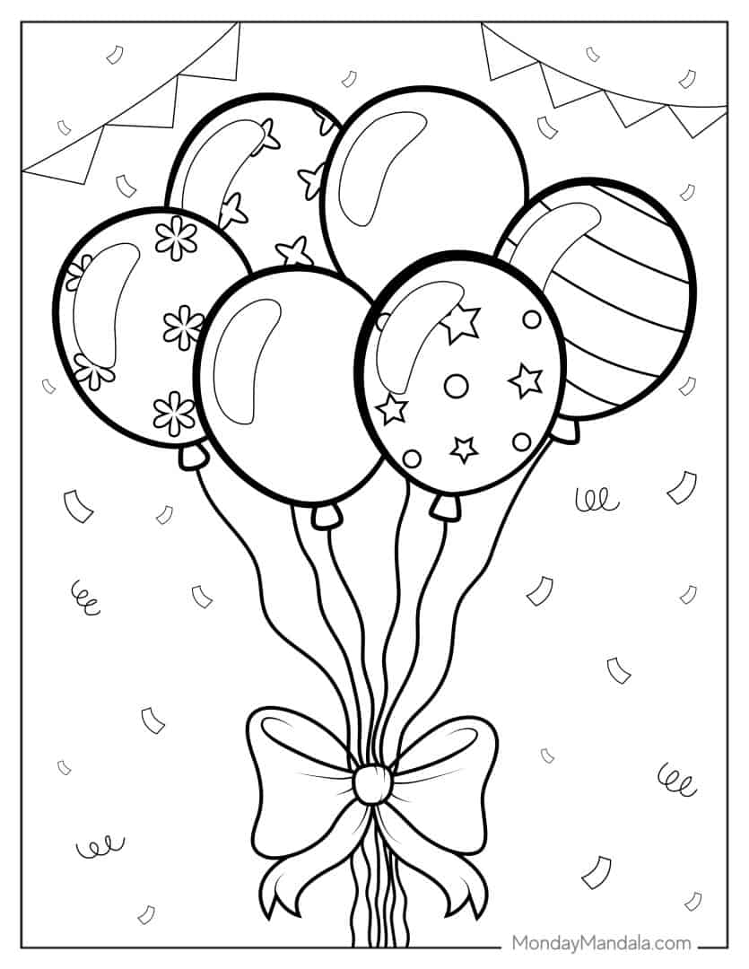 Colorful Balloon Coloring Pages Printable 26