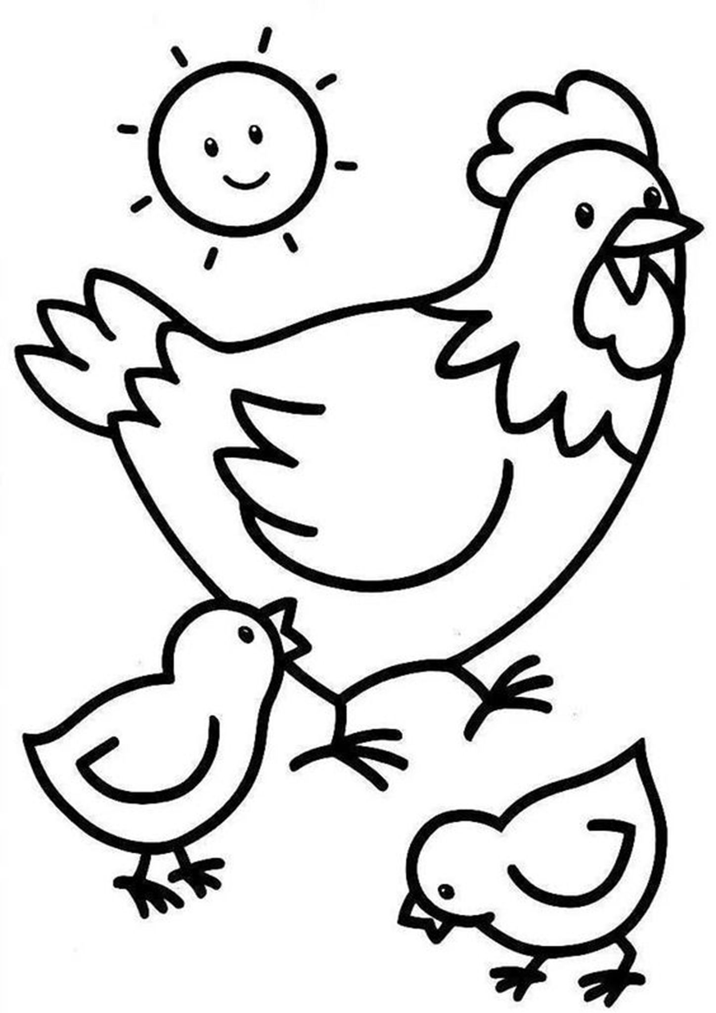 Cute Chicken Coloring Pages Printable 1