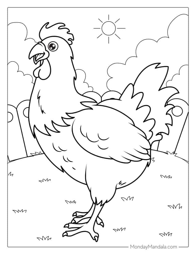 Cute Chicken Coloring Pages Printable 17