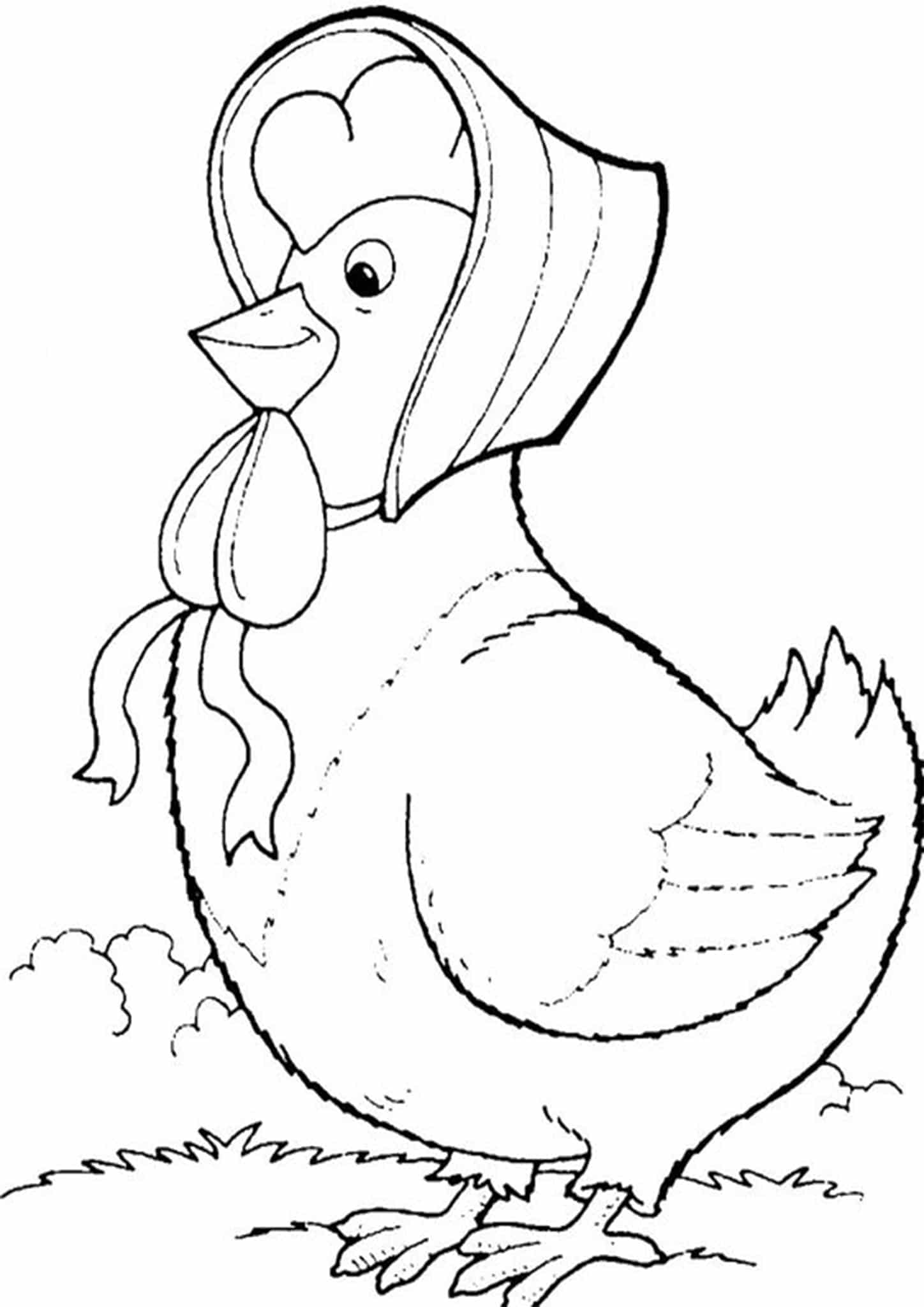 Cute Chicken Coloring Pages Printable 2