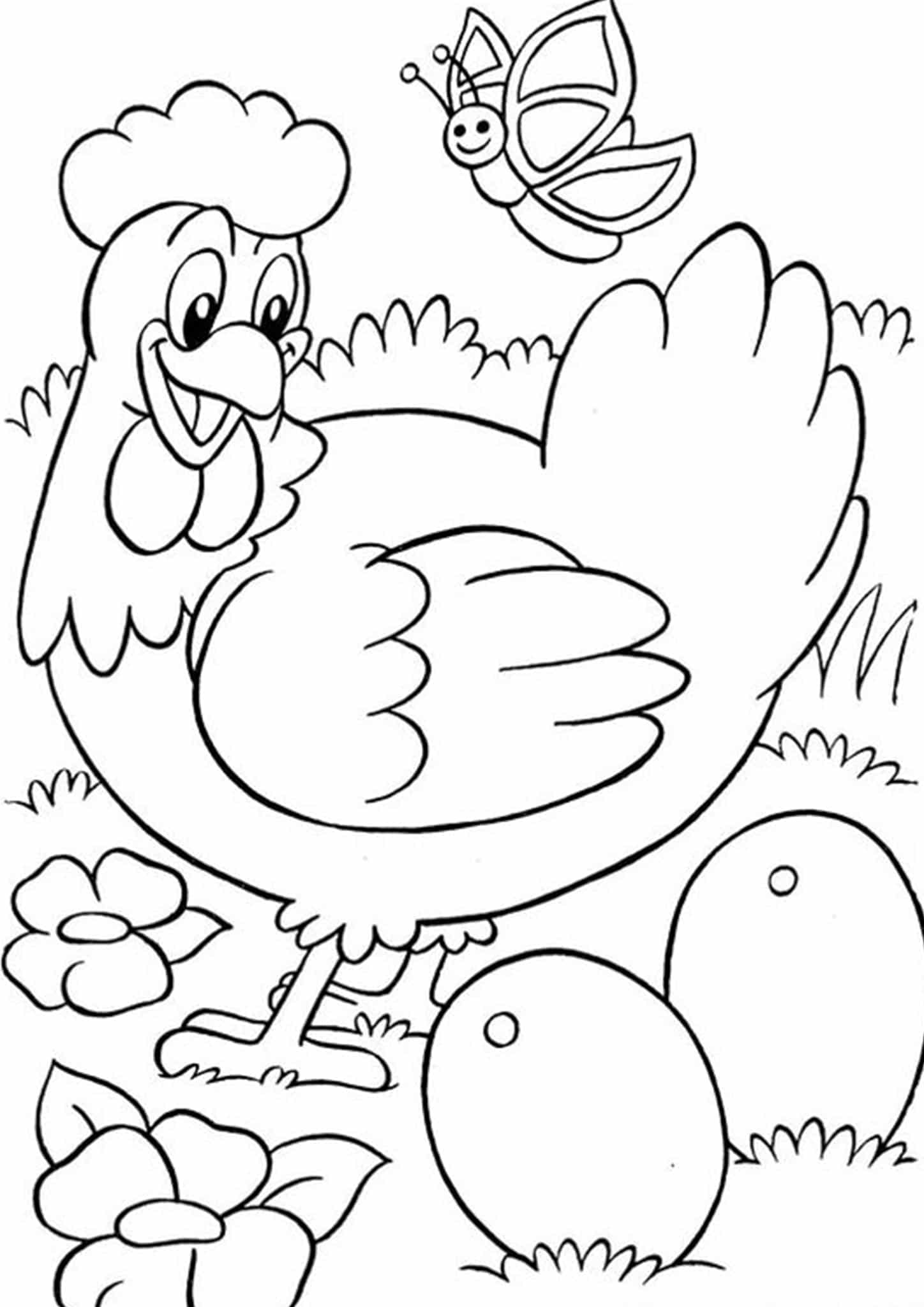 Cute Chicken Coloring Pages Printable 9