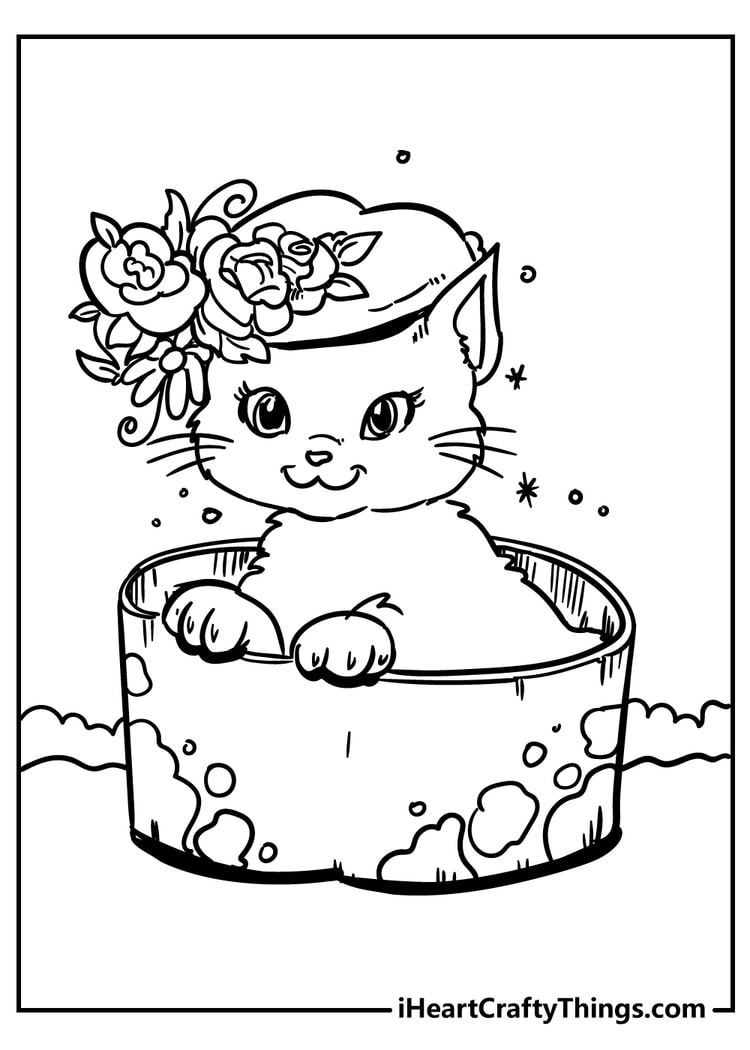 Cute Kitten Coloring Pages Printable 19