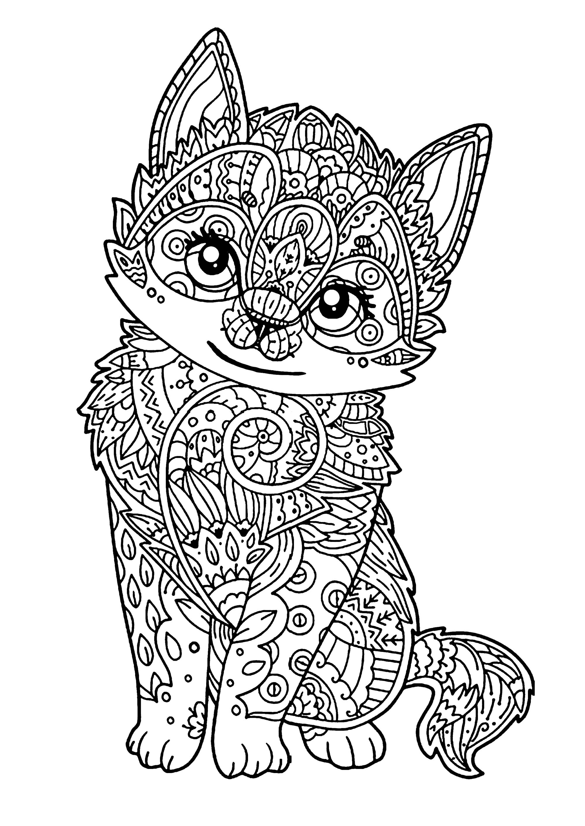 Cute Kitten Coloring Pages Printable 20