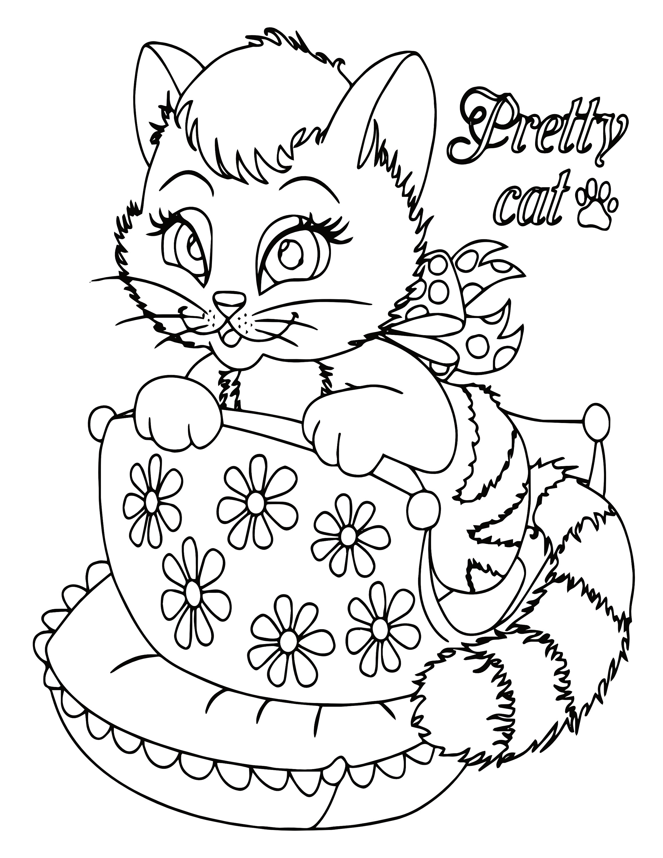 Cute Kitten Coloring Pages Printable 9