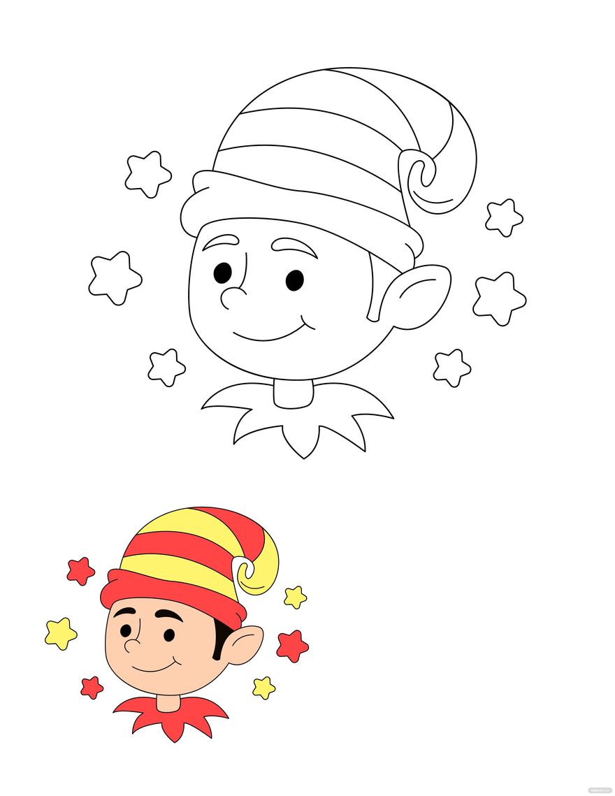 Festive Christmas Elves Coloring Pages Printable 14