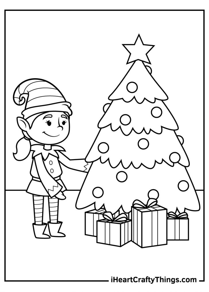 Festive Christmas Elves Coloring Pages Printable 24