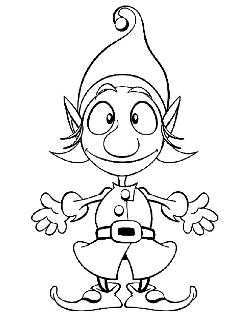 Festive Christmas Elves Coloring Pages Printable 25