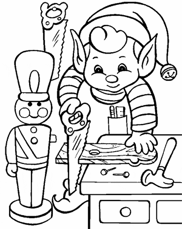 Festive Christmas Elves Coloring Pages Printable 6