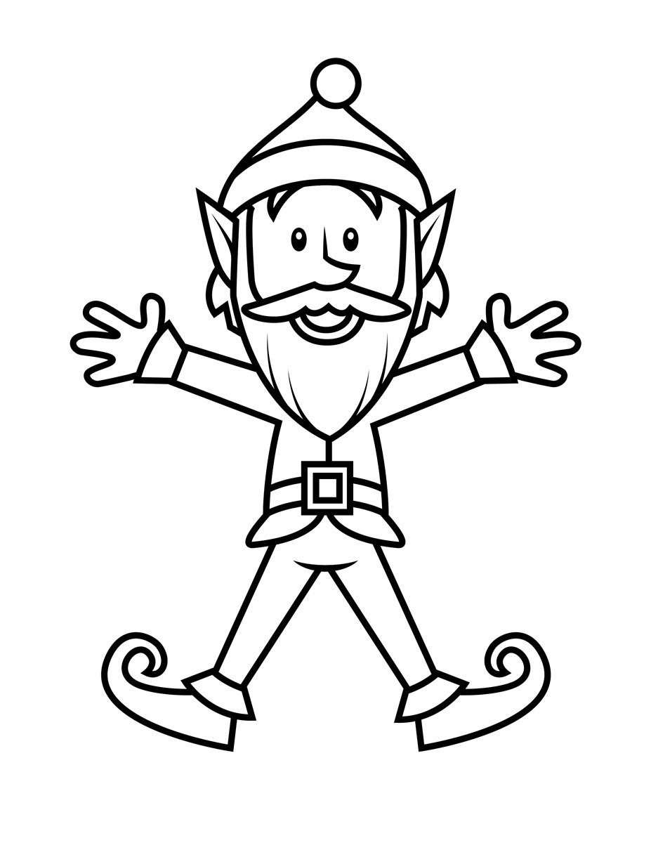 Festive Christmas Elves Coloring Pages Printable 9