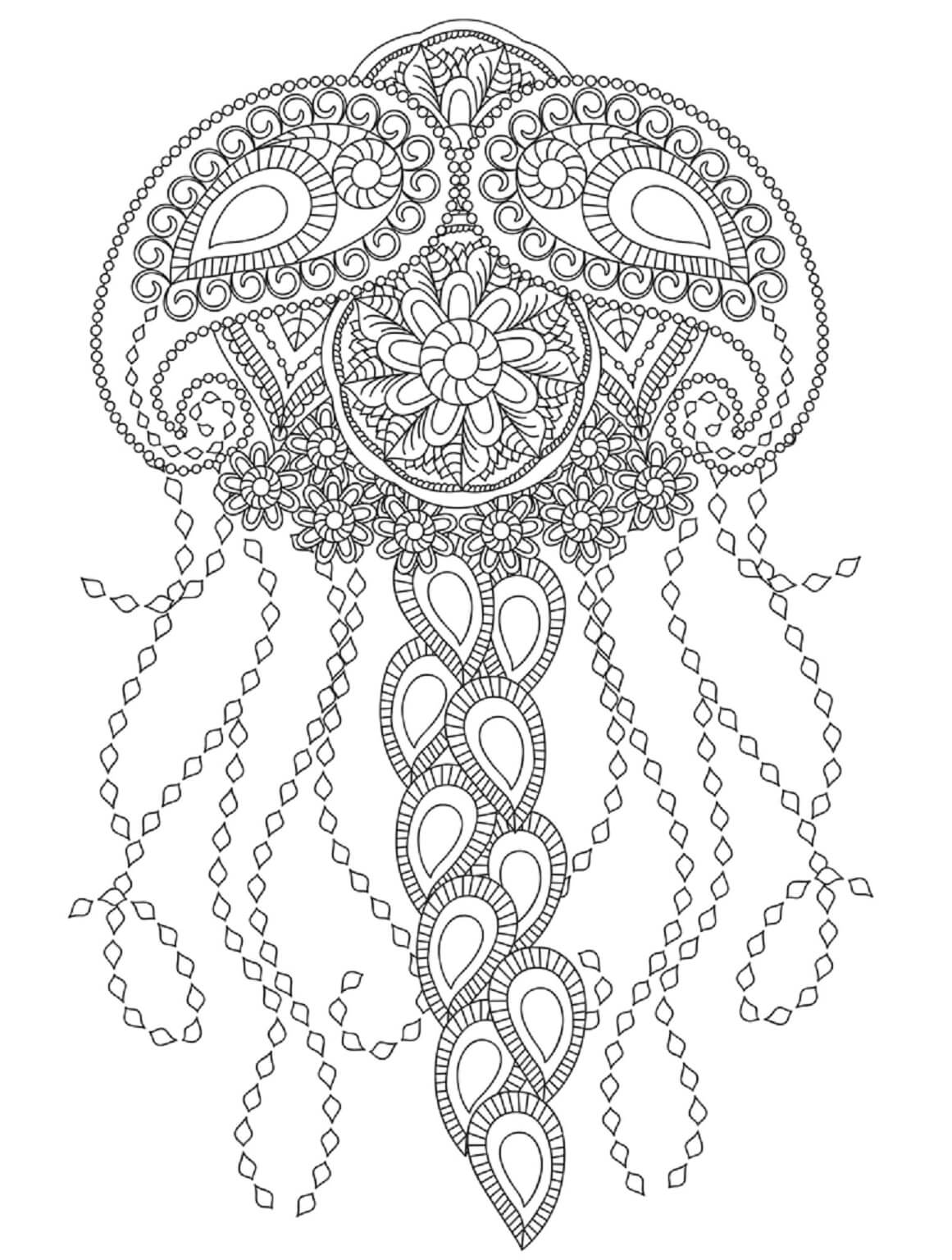 Graceful Jellyfish Coloring Pages Printable 12