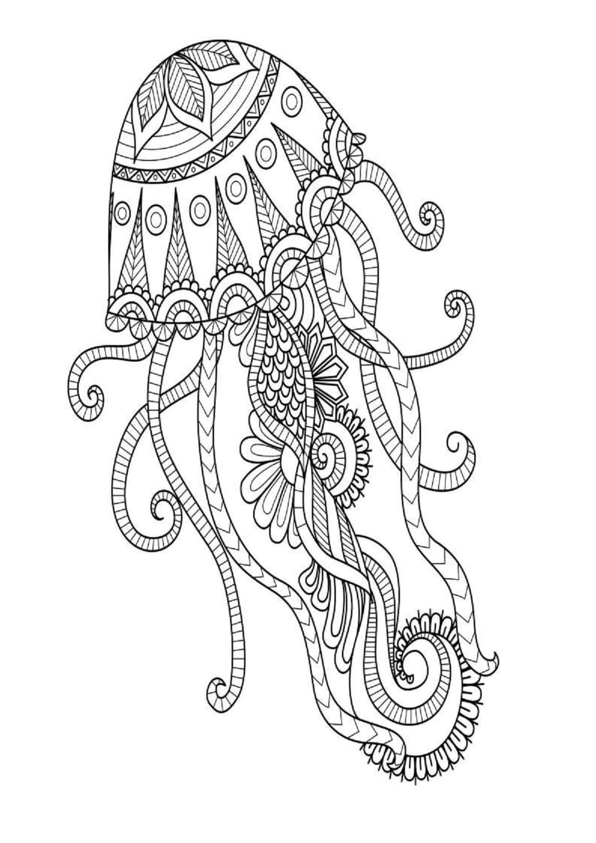 Graceful Jellyfish Coloring Pages Printable 16