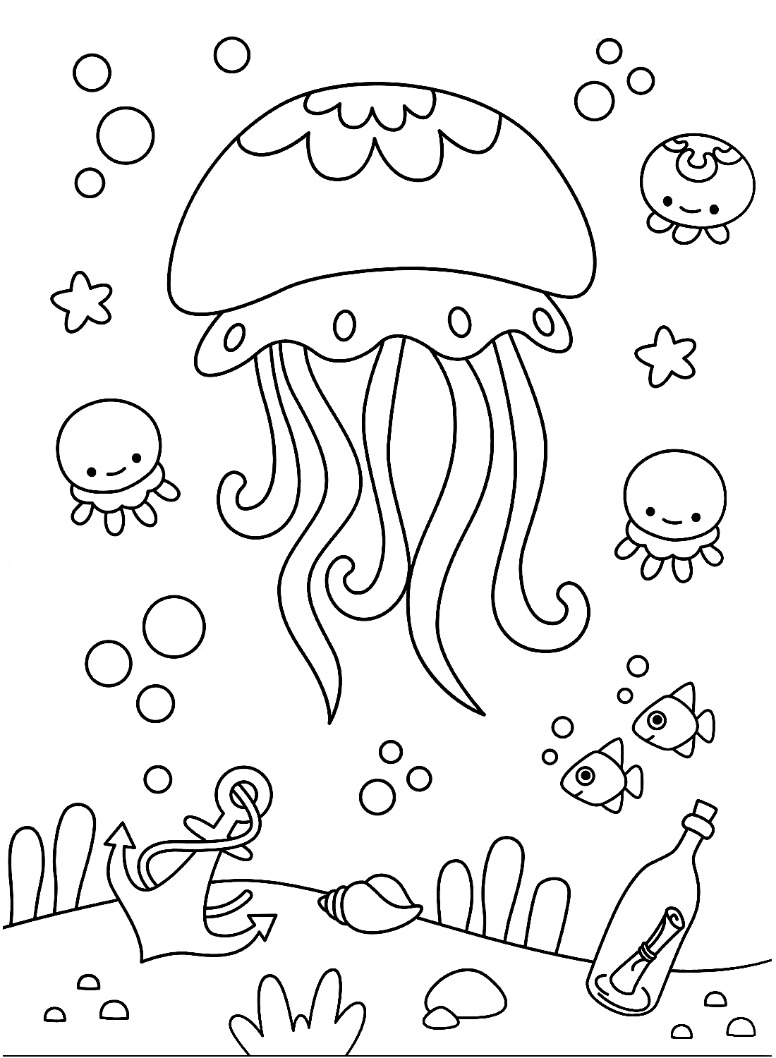 Graceful Jellyfish Coloring Pages Printable 29