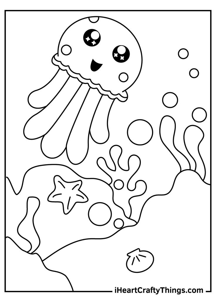 Graceful Jellyfish Coloring Pages Printable 34