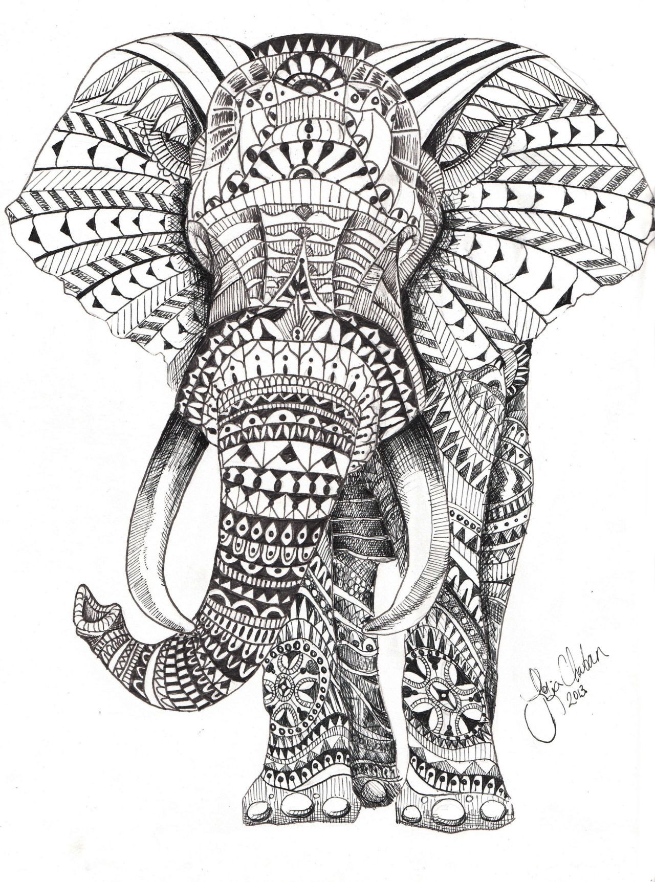 Majestic Elephant Coloring Pages Printable 10