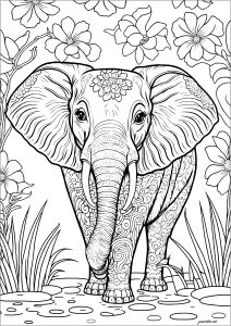 Majestic Elephant Coloring Pages Printable 26