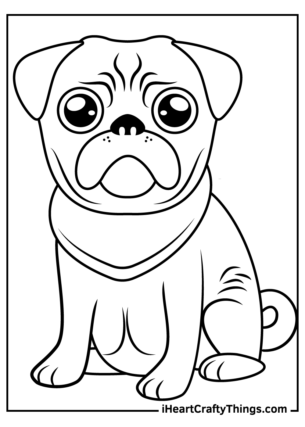 Playful Pug Coloring Pages Printable 1