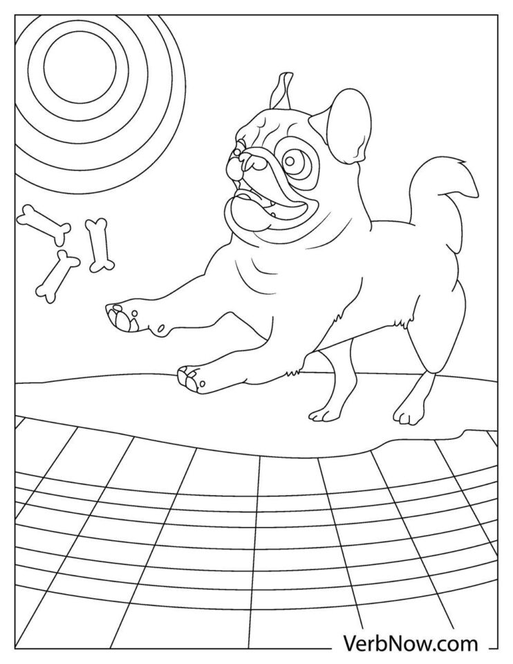 Playful Pug Coloring Pages Printable 10